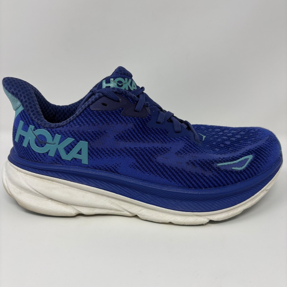 Hoka Clifton 9 Wide Womens Size 8D Wide Blue White Running Shoes (1132211)